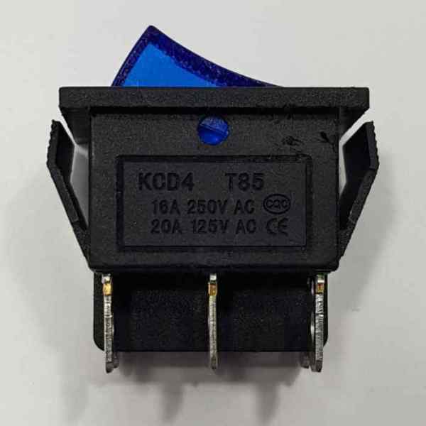 Выключатель-клавиша 6 контактов, синий (16A/250V)