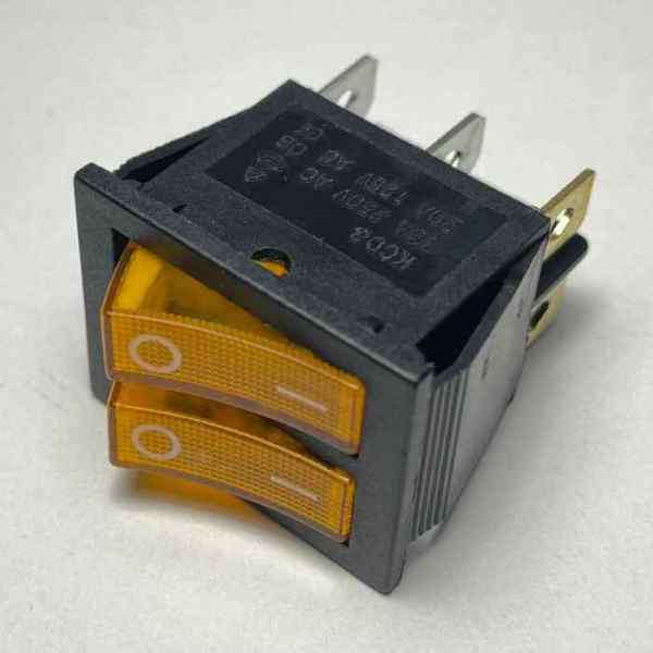 Выключатель-2 клавиши 6 контактов. желтая (16А/250V)