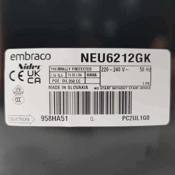 Компрессор ASPERA NEU 6212 GK R-404a (1100Вт/0°C; 1438Вт/+7.2°C; 8.77cm3)