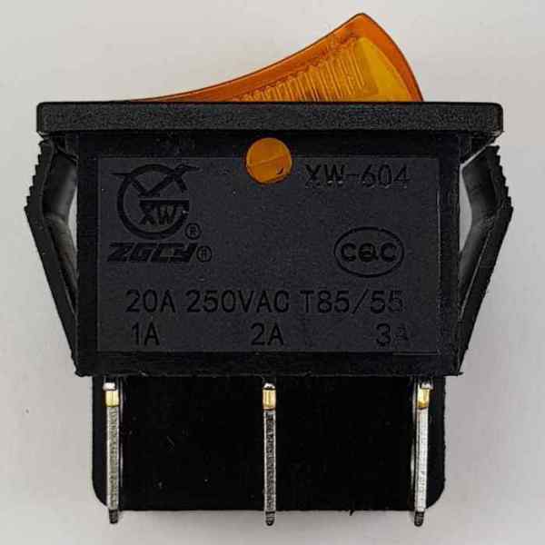 Выключатель-клавиша 6 контактов, желтый (16А/250V) 