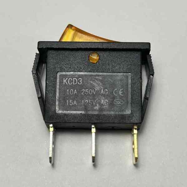 Выключатель-клавиша 3 контакта, желтый (10A/250V)  