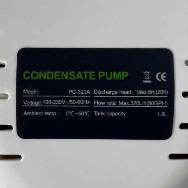 Помпа дренажная PC-320A (накопительная, 320л/ч, 1,8л, 28дб, h=6м)