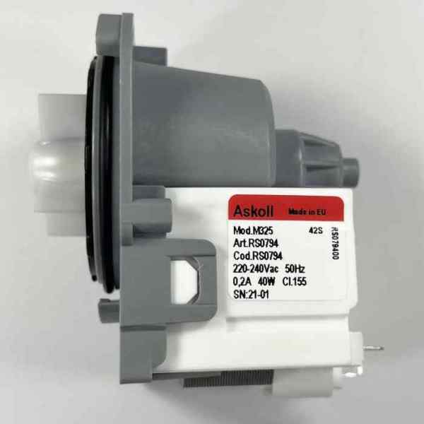 Насос сливной Askoll 40Вт (3 защелки, клеммы раздельно сзади) PMP004UN, AEG8583792418029