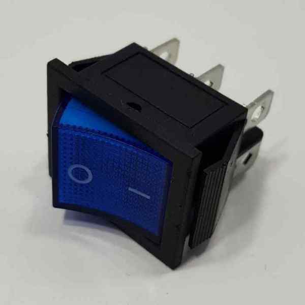 Выключатель-клавиша 6 контактов, синий (16A/250V)